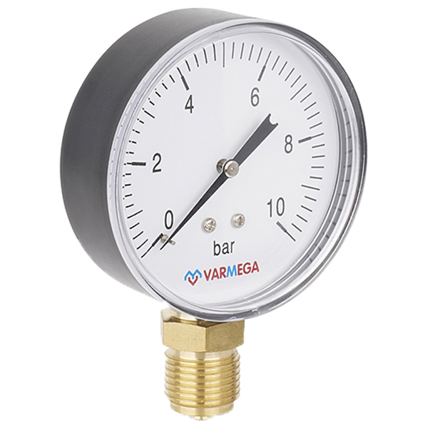 Манометр радиальный Varmega D80 (0–10 бар) G1/2
