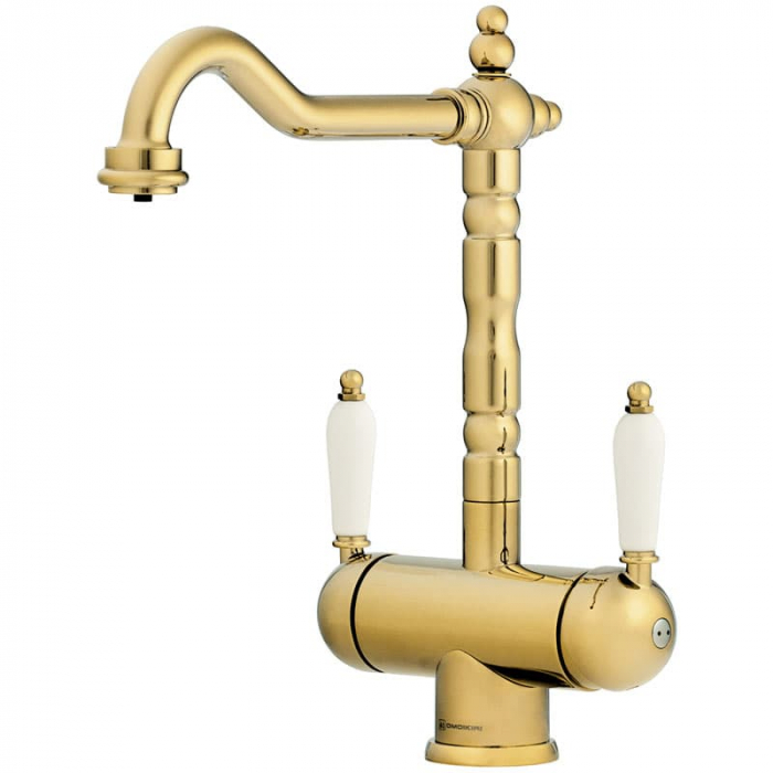 Смеситель для кухни Omoikiri AMAGASAKI-G однорукояточный, с переключателем на фильтр, золото