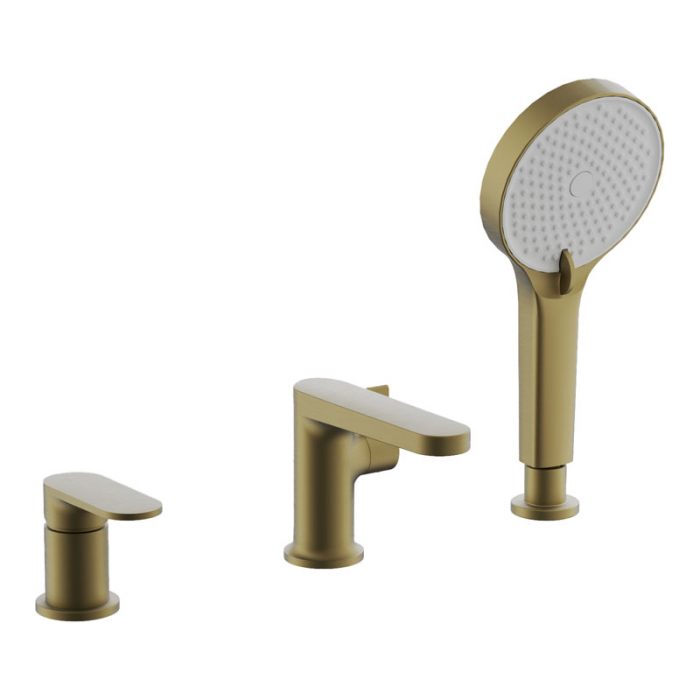 Смеситель для ванны BELZ B66713-5 однорукояточный, встраиваемый набортный, золото