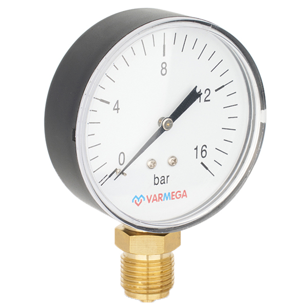 Манометр радиальный Varmega D80 (0–16 бар) G1/2