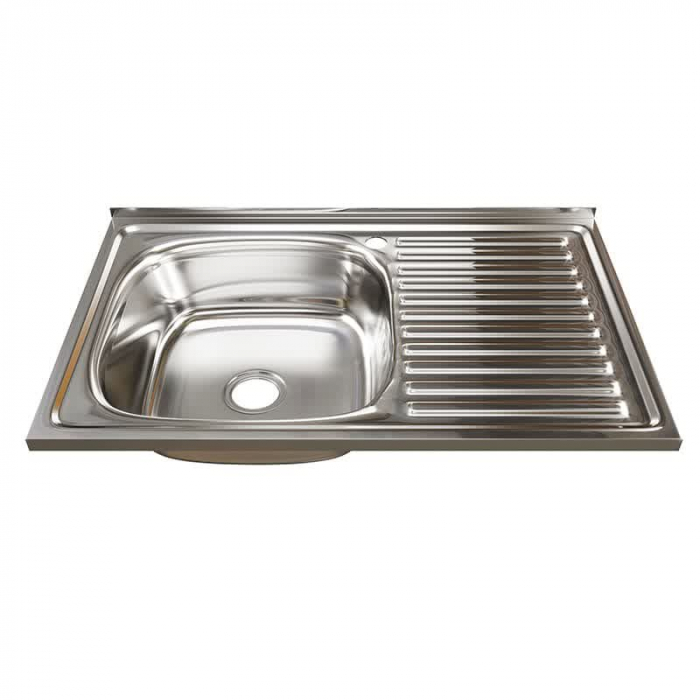 Мойка кухонная накладная MixLine 800x500/160-0,6 L вып. 3 1/2 нержавеющая сталь, с сифоном