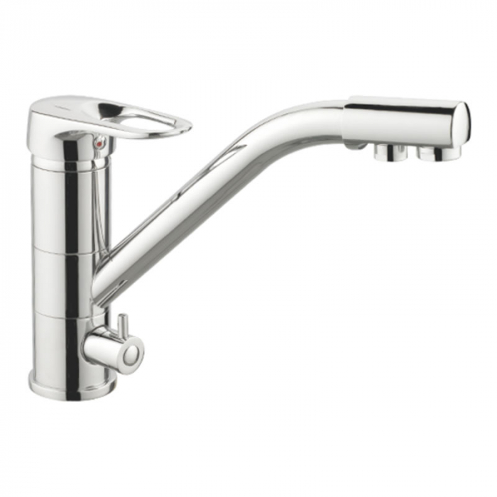 Смеситель для кухни Haiba HB4304 однорукояточный, с переключателем на фильтр, хром