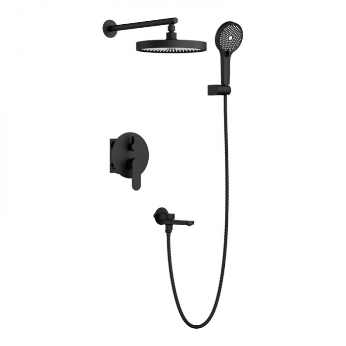 Душевая система BELZ B80713-7 с однорукояточным смесителем для ванны/душа, черный