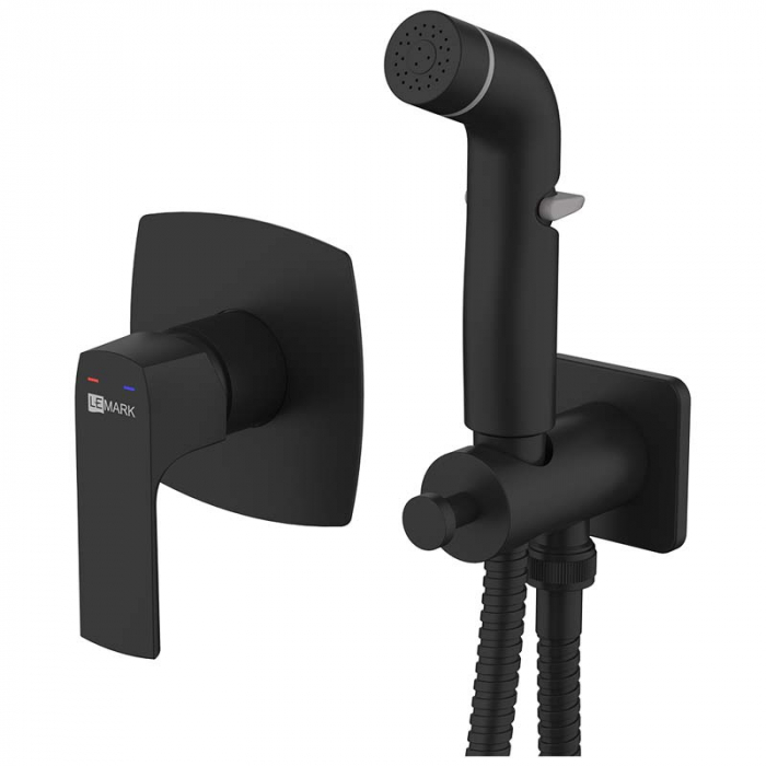 Смеситель для гигиенического душа LeMark URSUS LM7219BL однорукояточный, встраиваемый в стену, черный