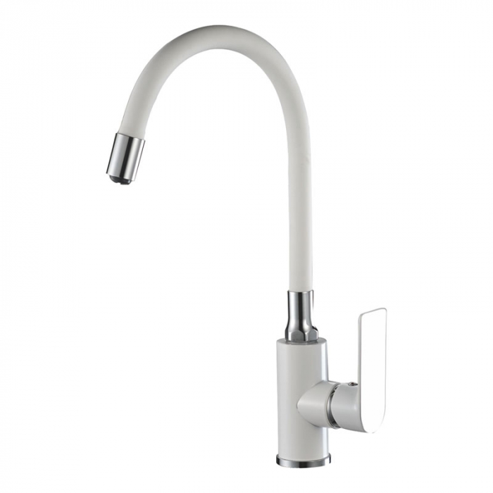 Смеситель для кухни Haiba HB73505-8 однорукояточный, белый/хром