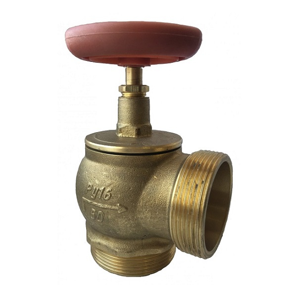 Клапан пожарный латунный КПЛМ 65-2 угловой 90° цапка-цапка (НР/НР)