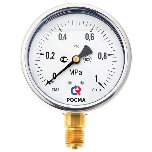 Манометр виброустойчивый Росма ТМ-520 Р.00 (0– 1,0 МПа) G1/2. 1,0