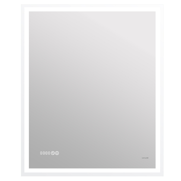 Зеркало Cersanit LED 080 design pro 70x85 с подсветкой часы с антизапотеванием прямоугольное