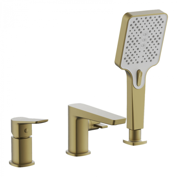 Смеситель для ванны BELZ B66715-5 однорукояточный, встраиваемый набортный, золото