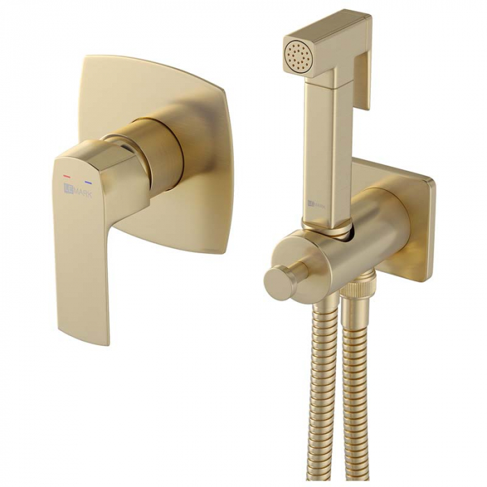 Смеситель для гигиенического душа LeMark URSUS LM7219BG однорукояточный, встраиваемый в стену, брашированное золото