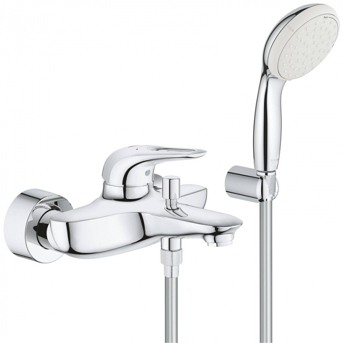 Смеситель для ванны Grohe EUROSTYLE однорукояточный, душевым гарнитуром (3359230A)