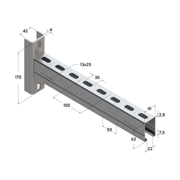 Консоль седельная TCA U 41x62x2,5- 500 Hdg (4 шт/кор)