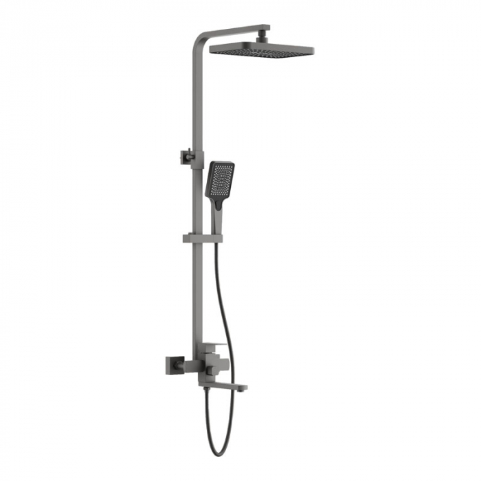 Душевая система BELZ B24817-3 с однорукояточным смесителем для ванны/душа, оружейная сталь