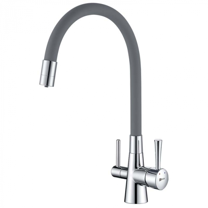 Смеситель для кухни LeMark COMFORT LM3075C-Gray однорукояточный, с переключателем на фильтр, хром/серый