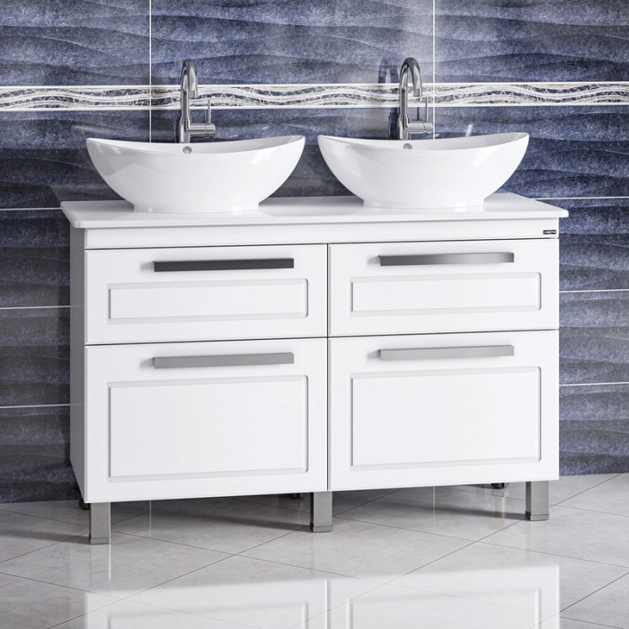 Тумба для раковины Санта Нептун-120 2 ящика со столешницей, напольная (ум. Гамма-56 2 шт.) 230010