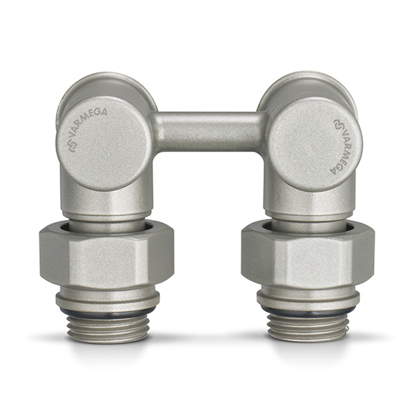Узел нижнего подключения радиатора угловой Varmega VMDV20 1/2"×3/4"EK серый