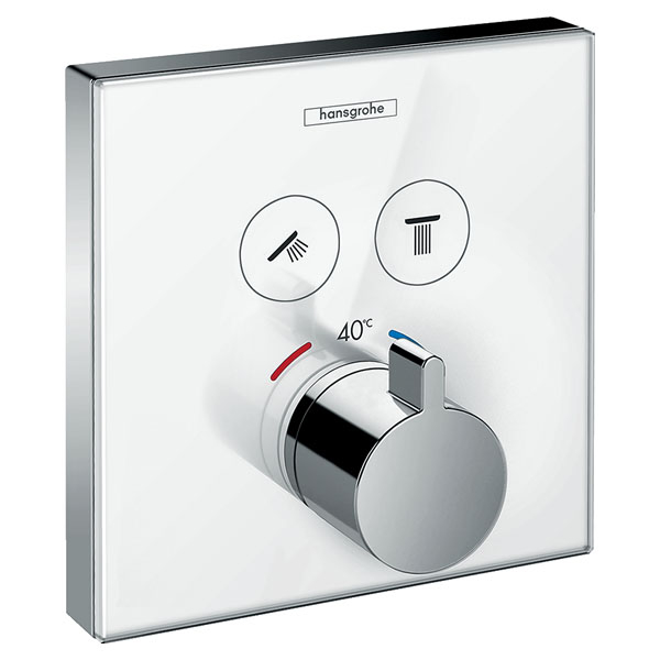 Смеситель для душа Hansgrohe ShowerSelect термостатический, встраиваемый в стену, хром/белый (15738400)