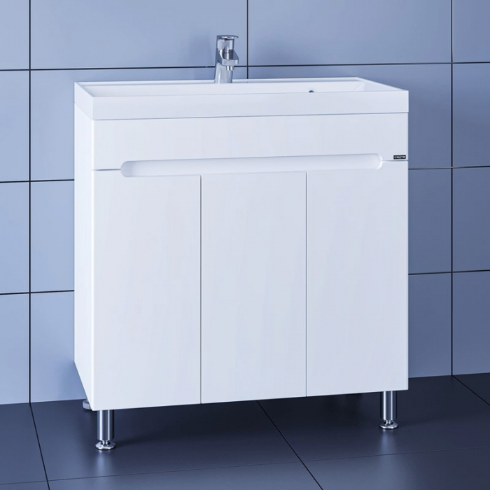 Тумба для раковины Санта Лондон-80 3 дверки, напольная (ум. Classic-80 литьевой мрамор) 224018