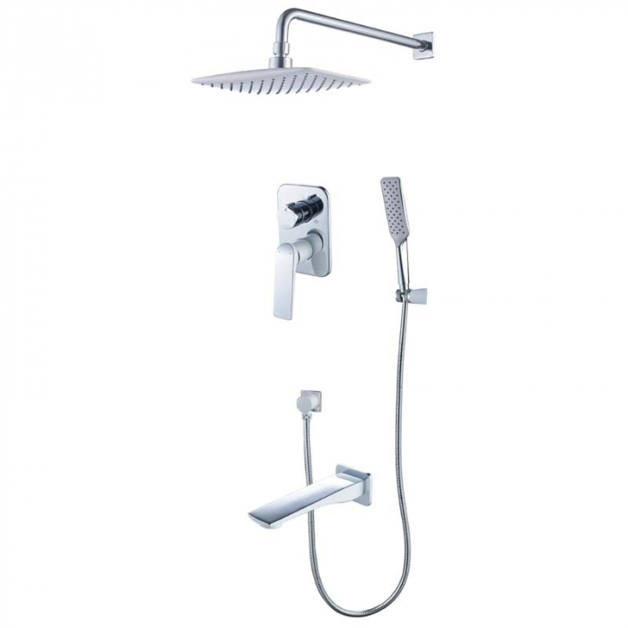 Смеситель для ванны LeMark ALLEGRO LM5922CW однорукояточный, встраиваемый в стену, хром/белый