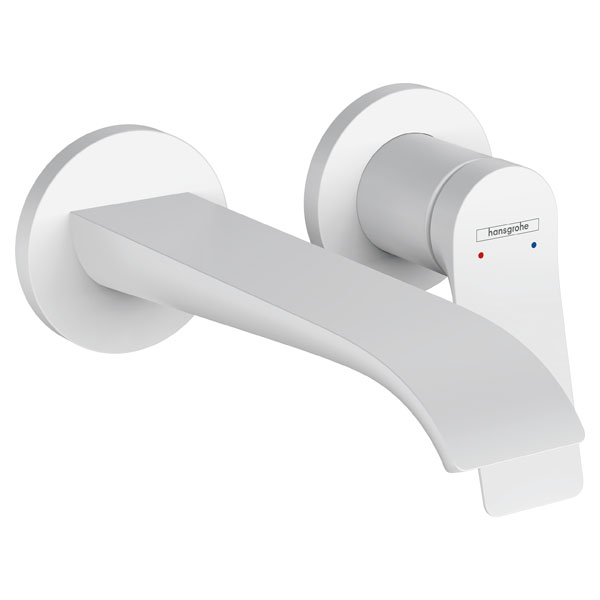 Смеситель для раковины Hansgrohe Vivenis однорукояточный, скрытый настенный монтаж, с изливом 192, матовый белый (75050700)