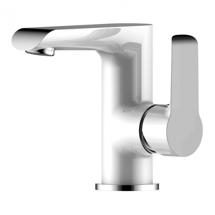 Смеситель для раковины Rossinka W35-11 однорукояточный, белый/хром