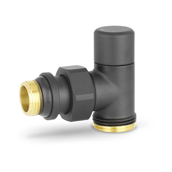 Клапан радиаторный настроечный угловой Varmega VMDV03 DN15 (1/2"×3/4"EK) черный