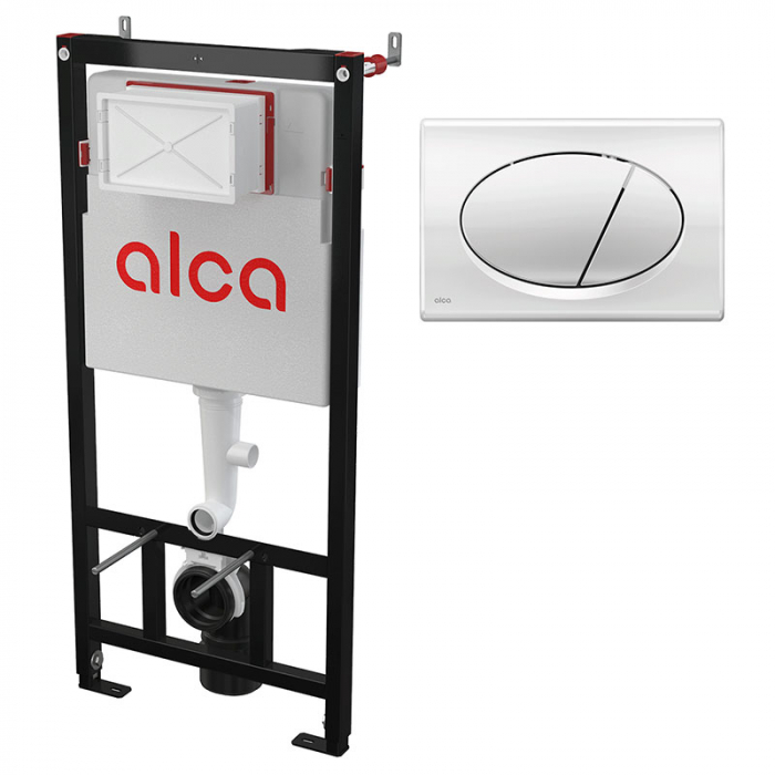 Комплект инсталляции 3 в 1 AlcaDrain AM101/1120+M71 с хромированной клавишей смыва