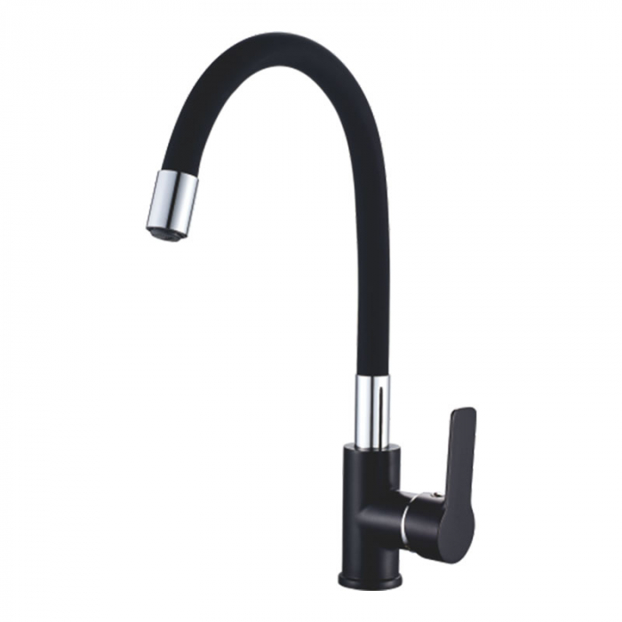Смеситель для кухни Haiba HB70113-7 однорукояточный, гибкий излив, черный