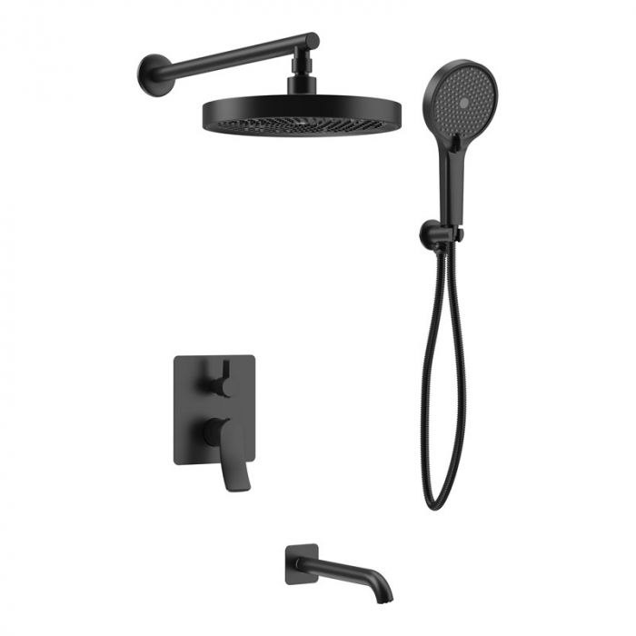 Душевая система Haiba HB80553-7 скрытого монтажа с однорукояточным смесителем для ванны/душа, черный