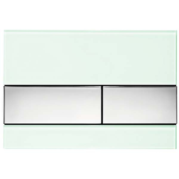 Стеклянная панель для смыва унитаза TECEsquare, стекло мятный зеленый, клавиши хром глянцевый