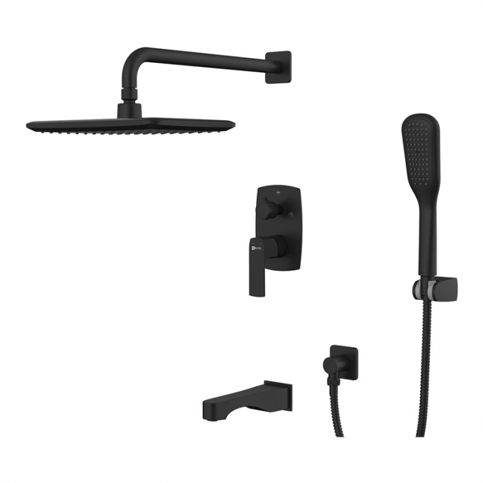 Смеситель для ванны LeMark URSUS LM7222BL однорукояточный, встраиваемый в стену, черный