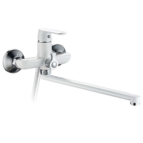 Смеситель для ванны Haiba HB22804 однорукояточный, длинный излив, белый/хром