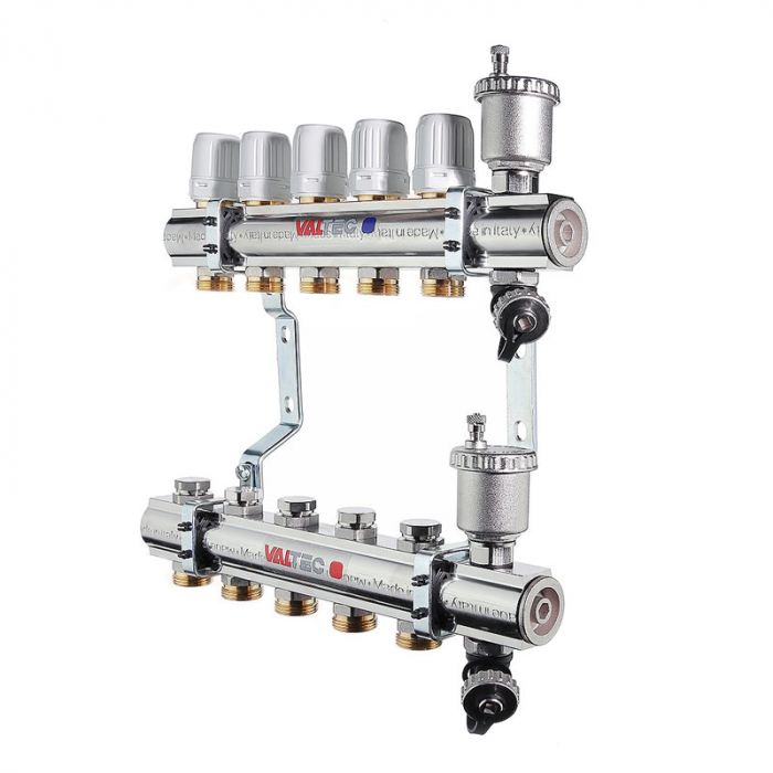 Коллекторная группа Valtec VTc.594.EMNX.0611 1"-3/4"EK×11 с воздухоотводчиками