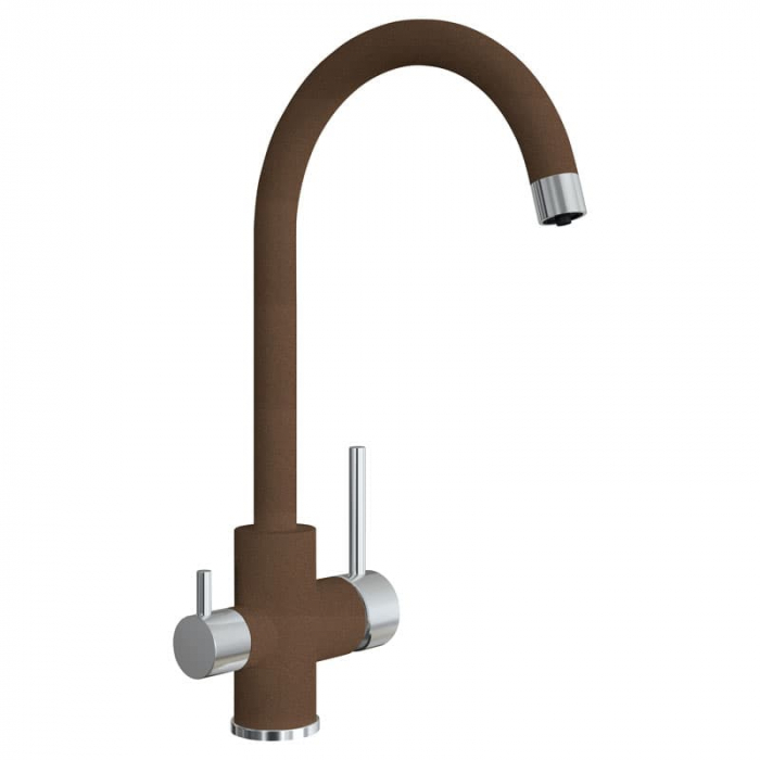 Смеситель для кухни Flortek КЛИО FL однорукояточный, с подключением к фильтру, коричневый