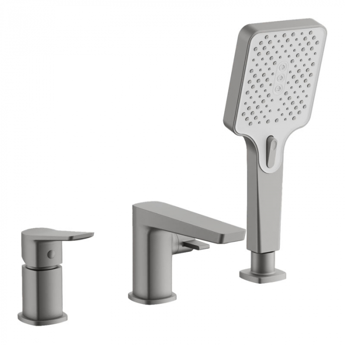 Смеситель для ванны BELZ B66715-3 однорукояточный, встраиваемый набортный, оружейная сталь