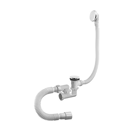 Сифон для ванны 1.1/2"×40 регулируемый, с переливом и с гибкой трубой 40-40/50 Orio А-26089