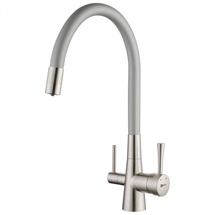Смеситель для кухни LeMark COMFORT LM3075BN-Silver однорукояточный, с переключателем на фильтр, никель/серебристый