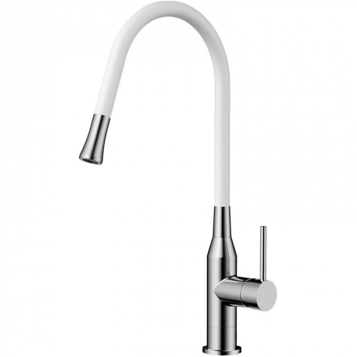 Смеситель для кухни Omoikiri YATOMI-BN-WH однорукояточный, хром/белый