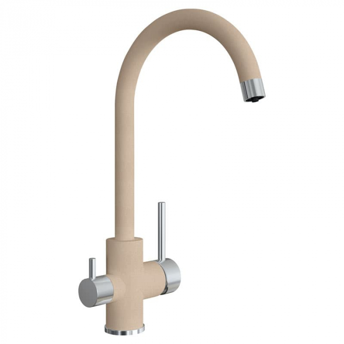 Смеситель для кухни Flortek КЛИО FL однорукояточный, с подключением к фильтру, песочный