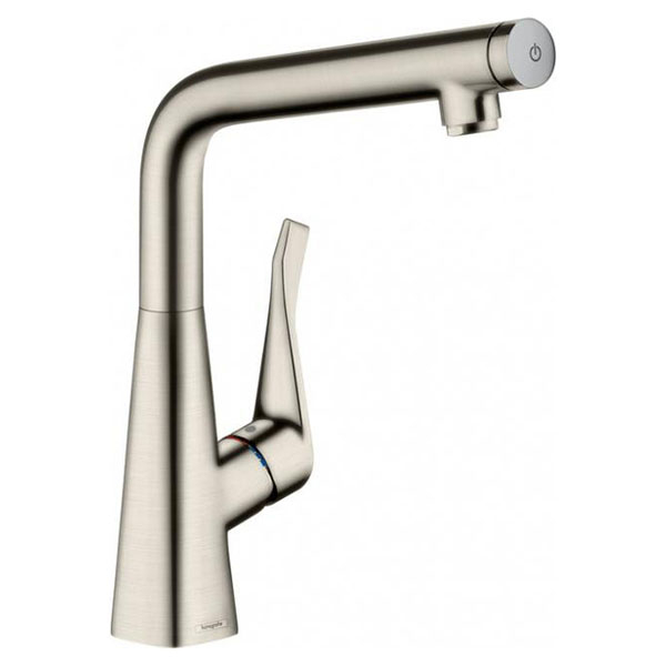 Смеситель для кухни Hansgrohe Metris Select M71 порционно-нажимной, сталь (14785800)