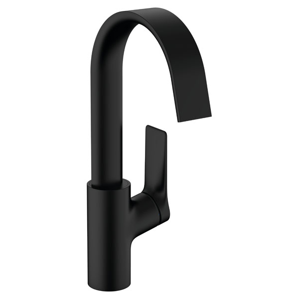 Смеситель для раковины Hansgrohe Vivenis однорукояточный, 210, поворотный излив, без сливного гарнитура, матовый черный (75032670)