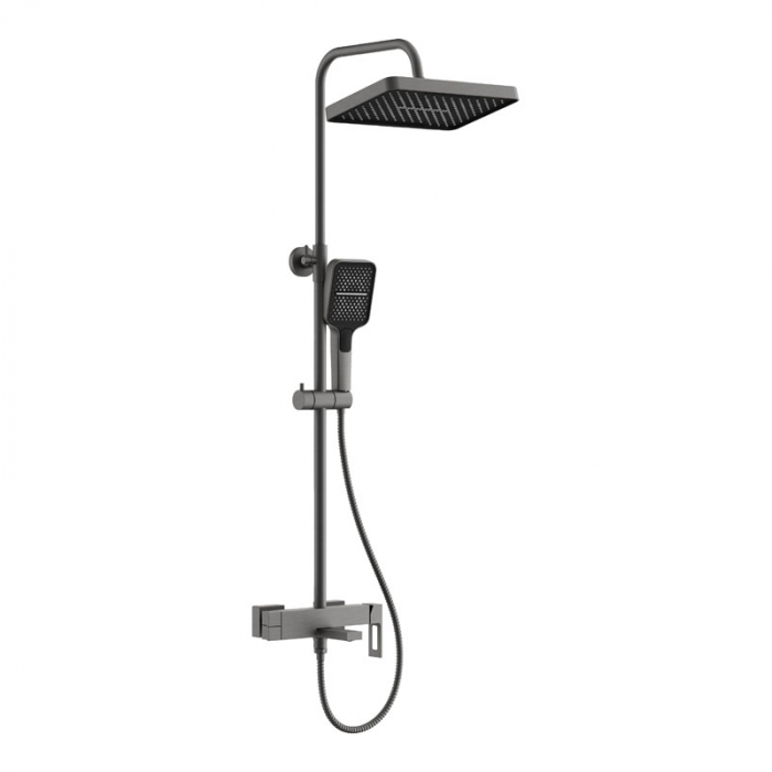 Душевая система BELZ B24658-3 с однорукояточным смесителем для ванны/душа, оружейная сталь
