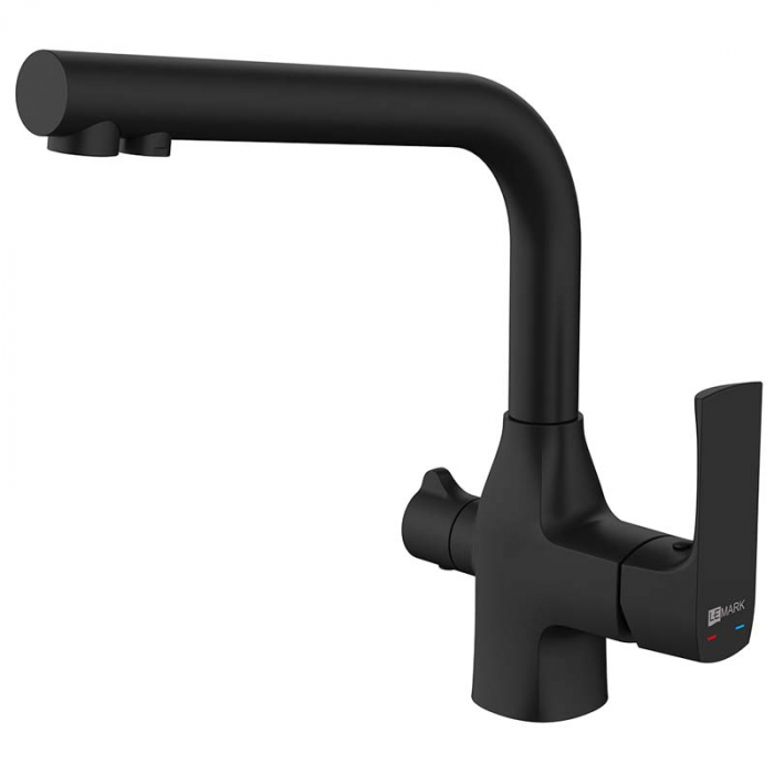 Смеситель для кухни LeMark URSUS LM7258BL двухрукояточный, с переключателем на фильтр, черный матовый