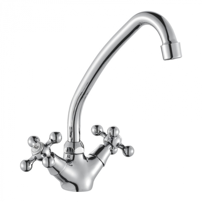 Смеситель для кухни Haiba HB4519 двухрукояточный, хром