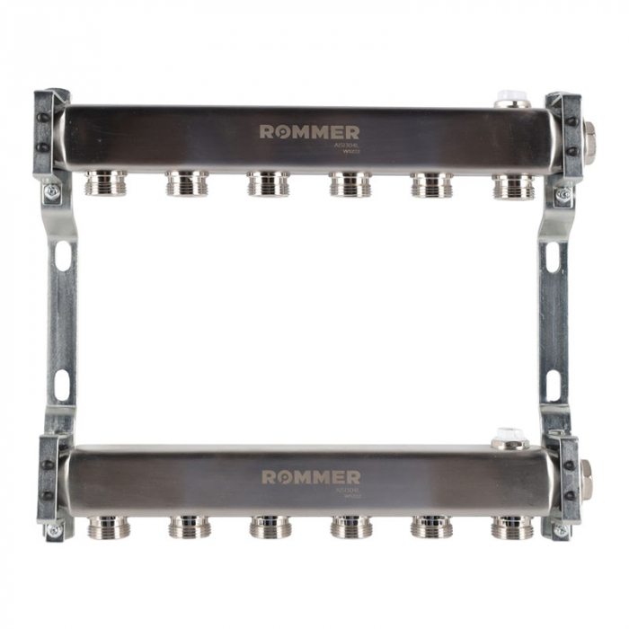 Коллекторная группа Rommer RMS-4401-000006 1"-3/4"EK×06 для радиаторной разводки