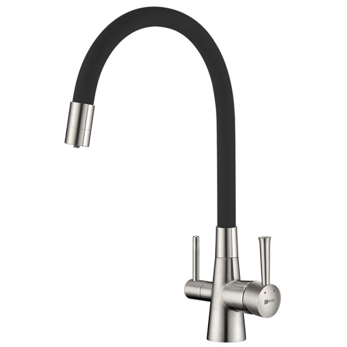 Смеситель для кухни LeMark COMFORT LM3075BN-Black однорукояточный, с переключателем на фильтр, никель