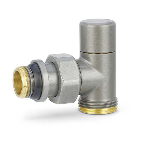 Клапан радиаторный настроечный угловой Varmega VMDV03 DN15 (1/2"×3/4"EK) серый
