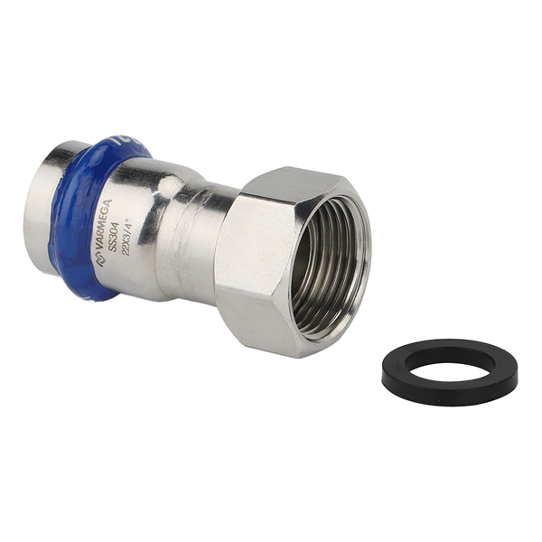 Муфта раструбная с накидной гайкой 18x1/2" Varmega Inox Press