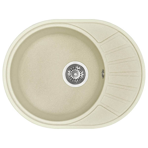 Мойка для кухни из литого мрамора Акватон Чезана круглая с крылом жемчуг 1A711232CS240