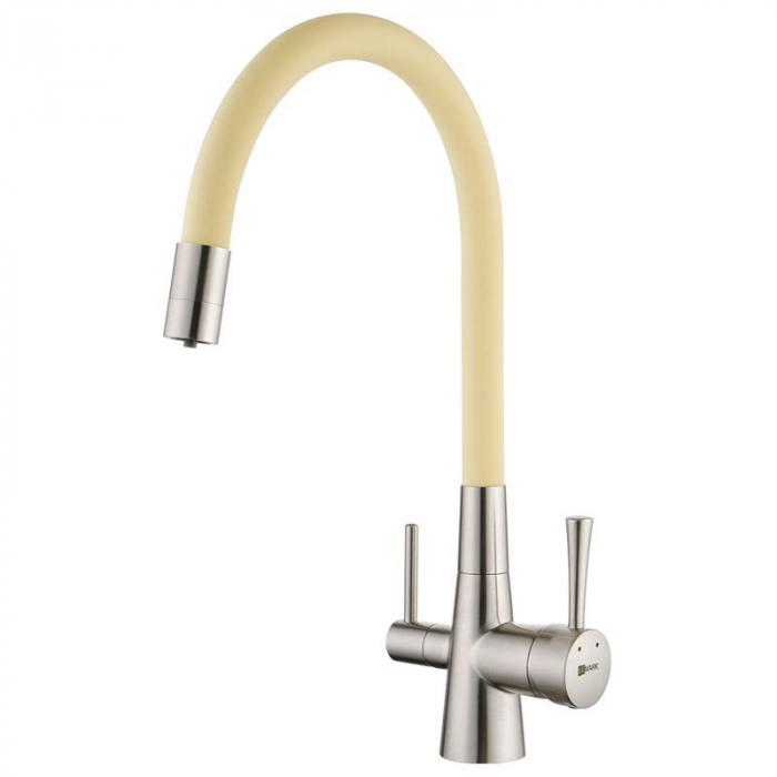 Смеситель для кухни LeMark COMFORT LM3075BN-Beige однорукояточный, с переключателем на фильтр, никель/бежевый